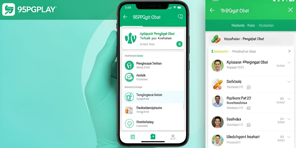 Tampilan antarmuka pengguna 95PGPLAY untuk pengingat obat yang intuitif.