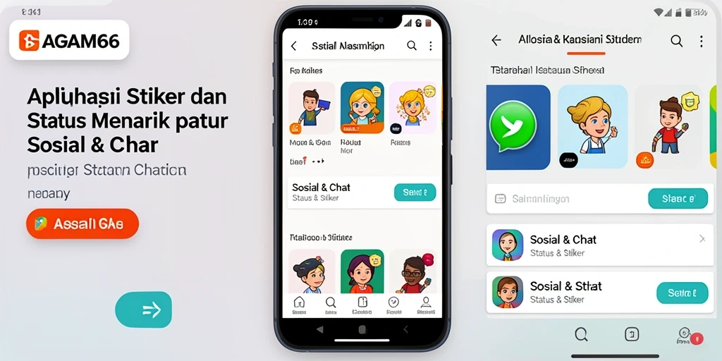 Tampilan antarmuka AGAM66 dengan koleksi stiker yang beragam dan menarik.