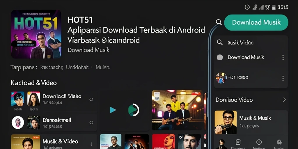 Tampilan antarmuka HOT51 yang menarik dan fungsional untuk Download Musik.