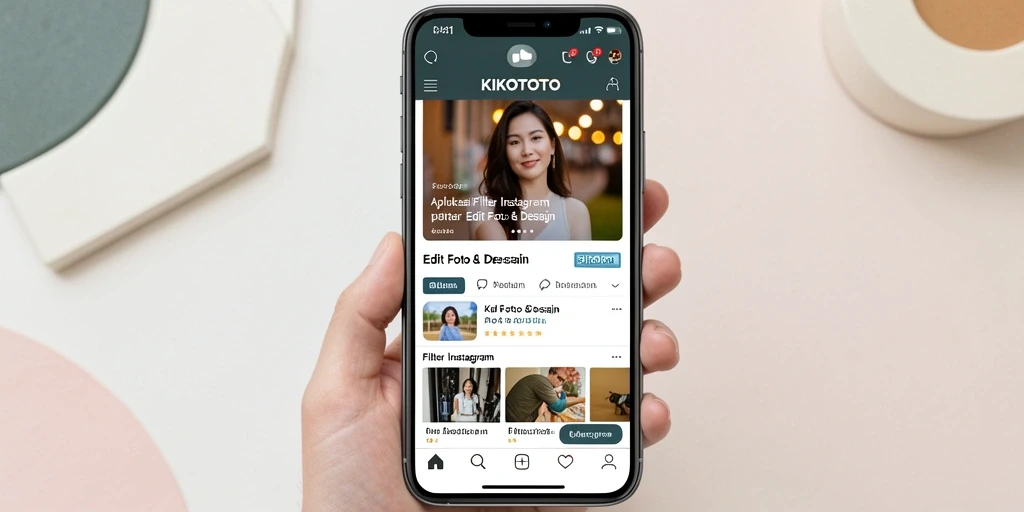Tampilan antarmuka KIKOTOTO yang modern dan intuitif untuk filter Instagram.