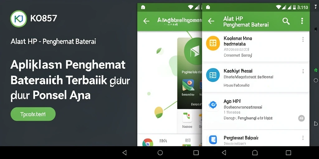 Screenshot aplikasi KO857 menampilkan antarmuka Penghemat Baterai yang intuitif.