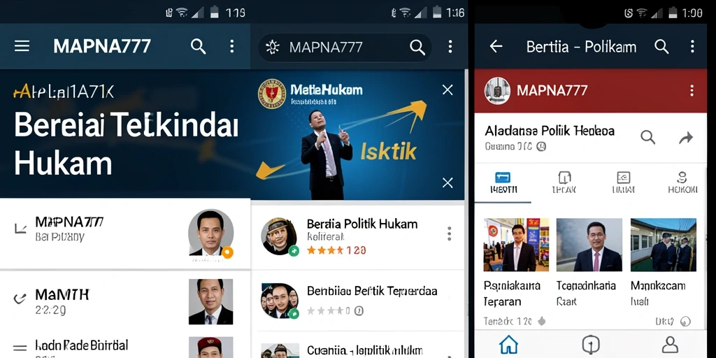 Antarmuka aplikasi MAPNA777 menampilkan berita politik dan hukum terkini.