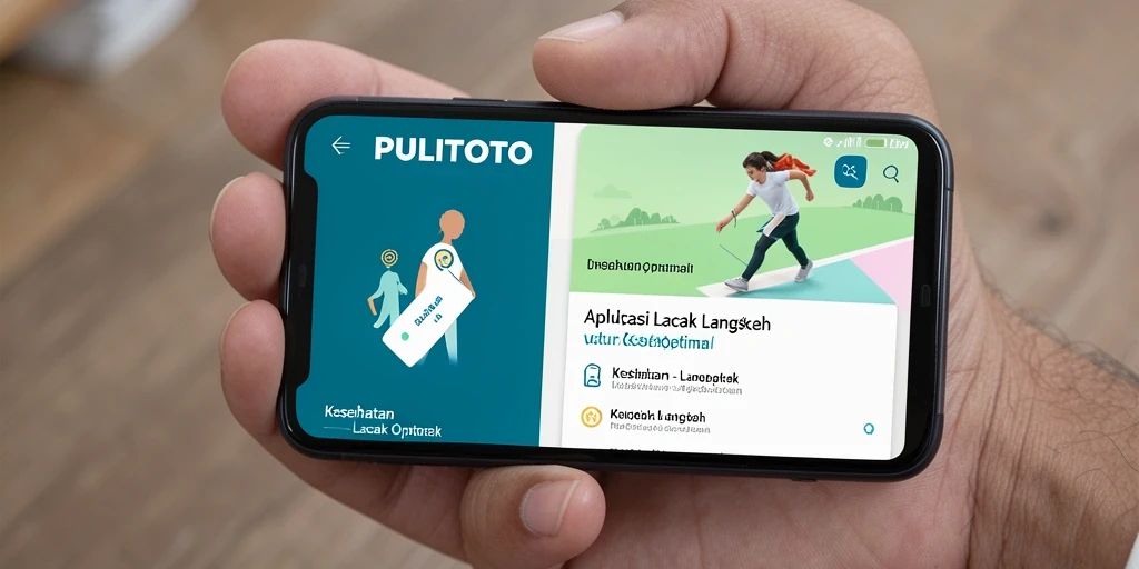 Antarmuka PULITOTO yang menarik dengan fitur Lacak Langkah di layar.